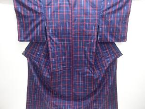 格子織り出し米沢紬着物アンサンブル